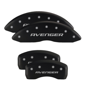 Picture of MGP 4 Caliper Covers Engraved Front & Rear With out stripes-Dodge Black finish silver ch