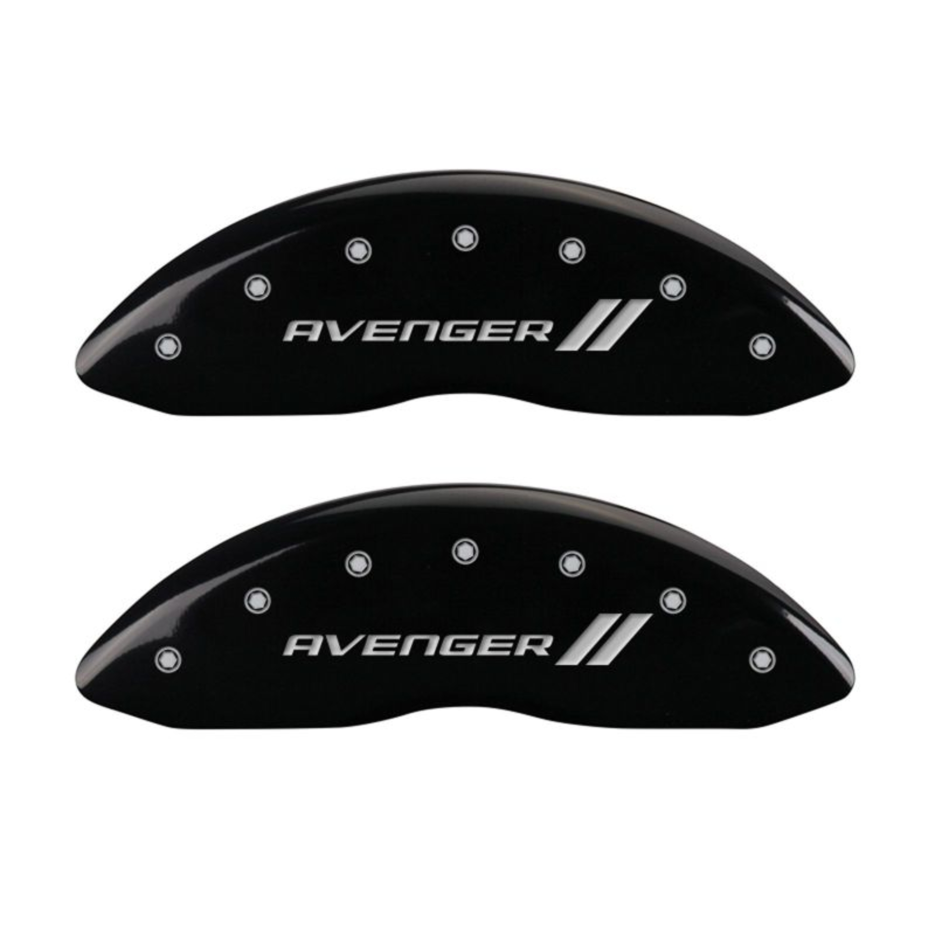 Picture of MGP 4 Caliper Covers Engraved Front & Rear With stripes-Avenger Black finish silver ch