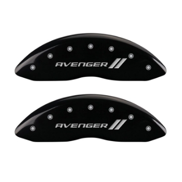 Picture of MGP 4 Caliper Covers Engraved Front & Rear With stripes-Avenger Black finish silver ch