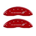 Picture of MGP 4 Caliper Covers Engraved Front & Rear With stripes-Avenger Red finish silver ch