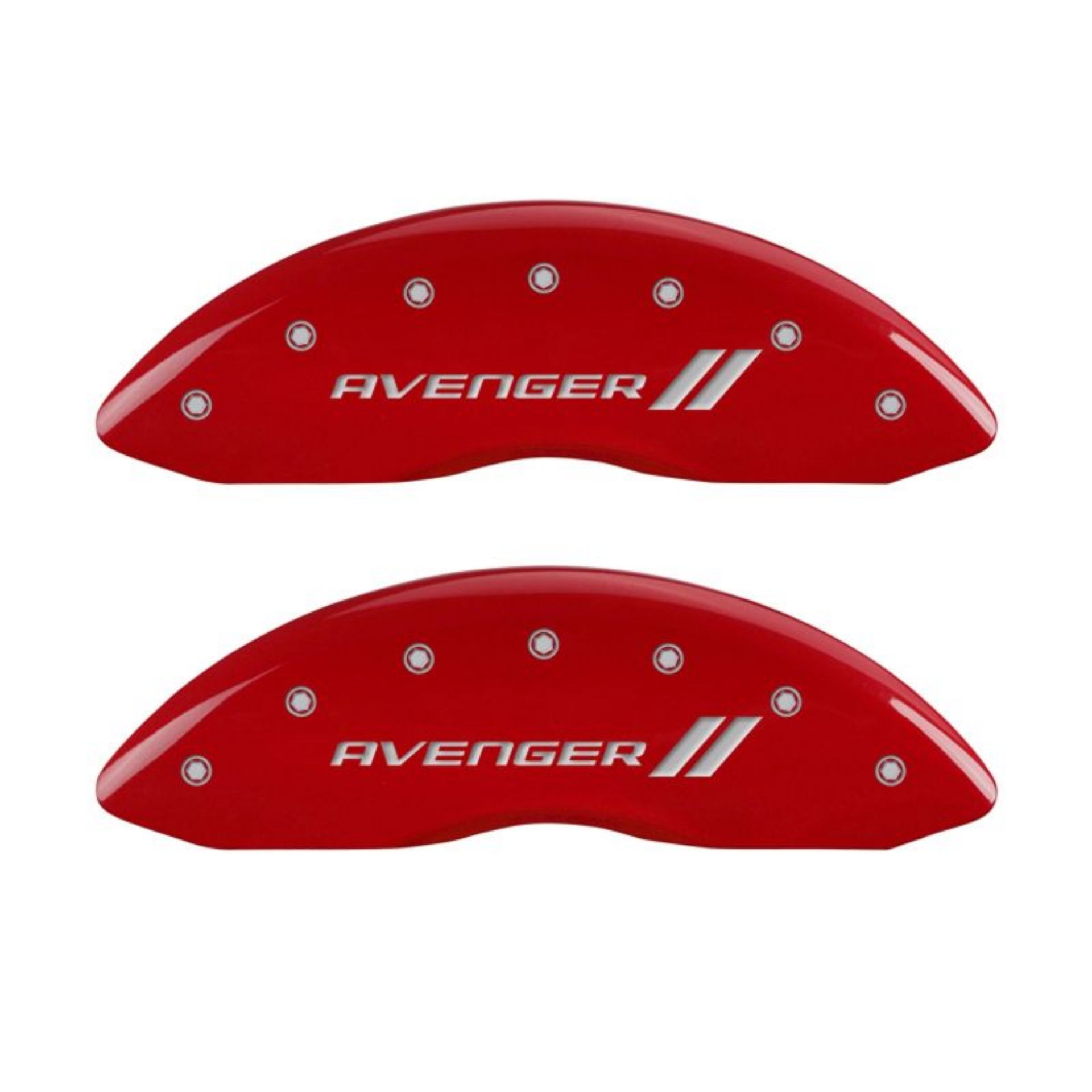 Picture of MGP 4 Caliper Covers Engraved Front & Rear With stripes-Avenger Red finish silver ch