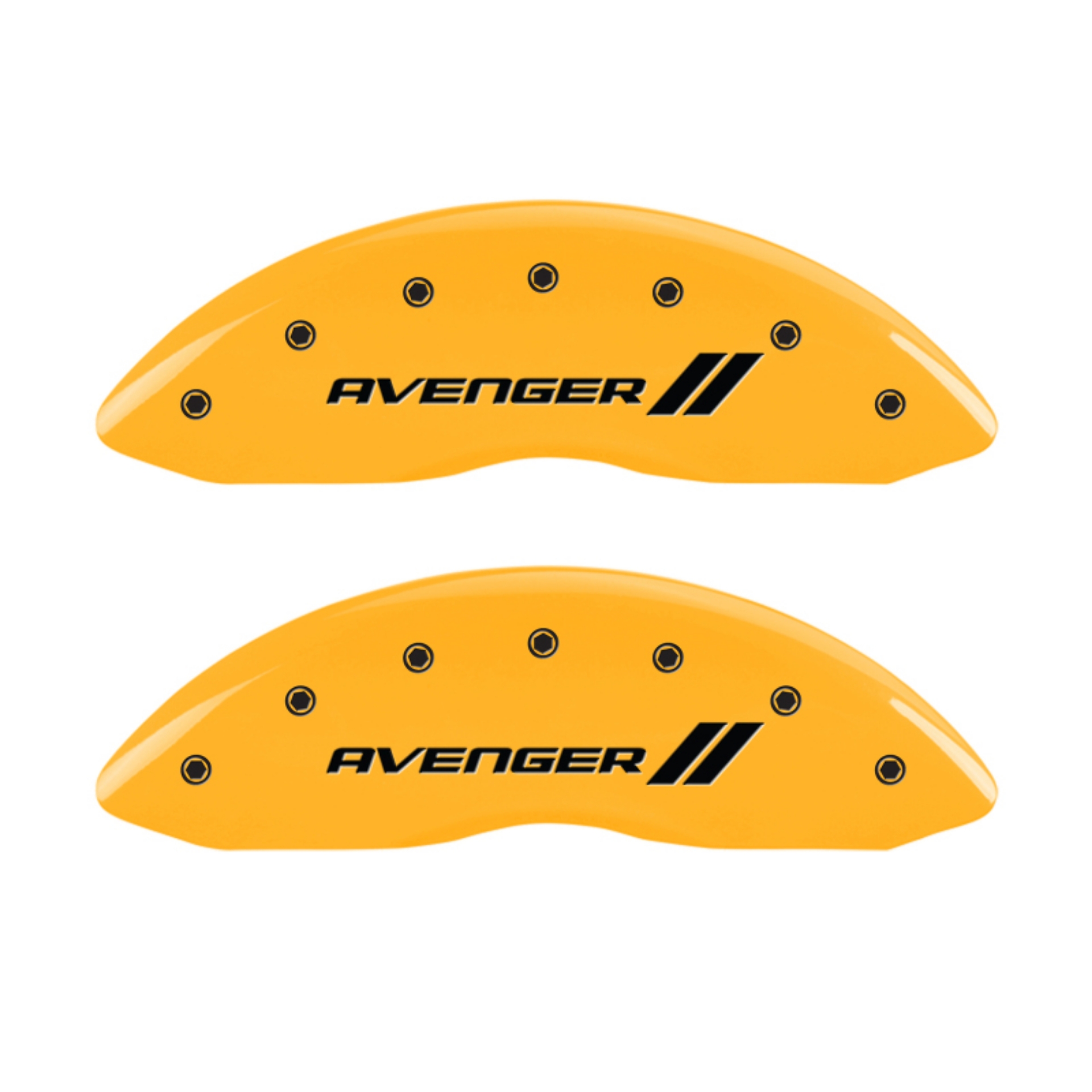 Picture of MGP 4 Caliper Covers Engraved Front & Rear With stripes-Avenger Yellow finish black ch