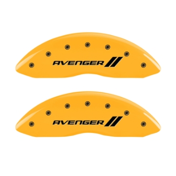 Picture of MGP 4 Caliper Covers Engraved Front & Rear With stripes-Avenger Yellow finish black ch