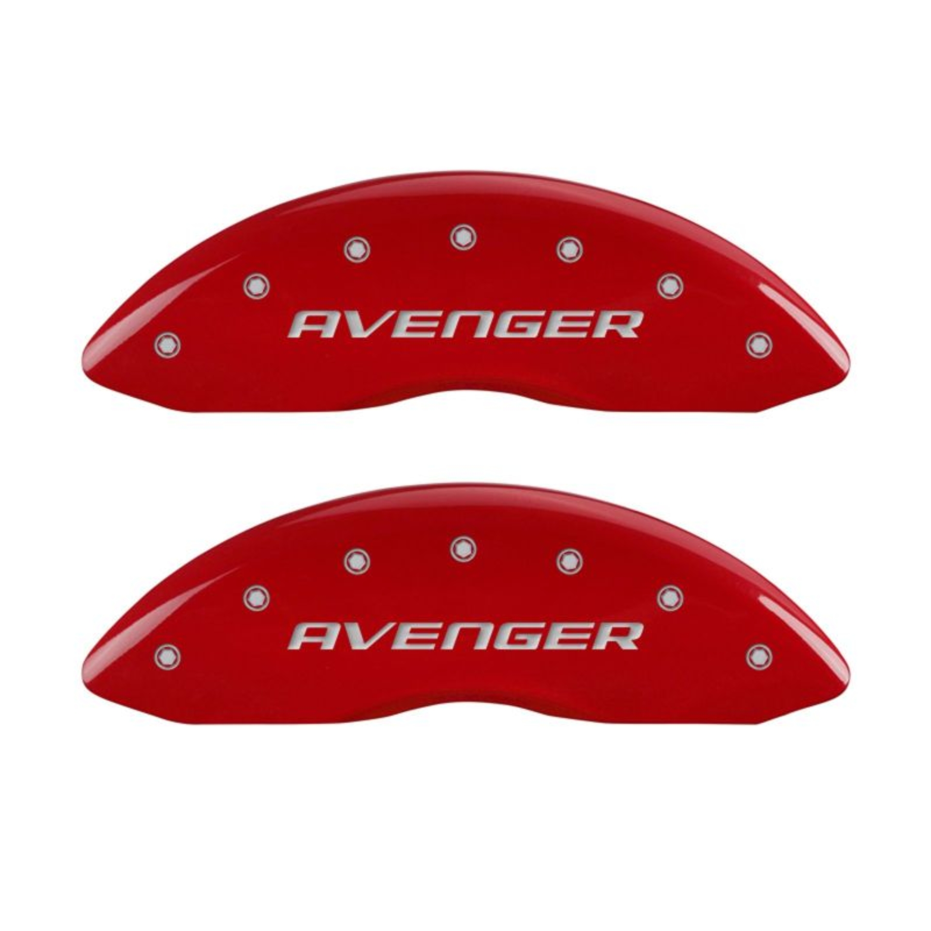 Picture of MGP 4 Caliper Covers Engraved Front & Rear With out stripes-Avenger Red finish silver ch