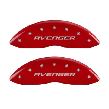 Picture of MGP 4 Caliper Covers Engraved Front & Rear With out stripes-Avenger Red finish silver ch