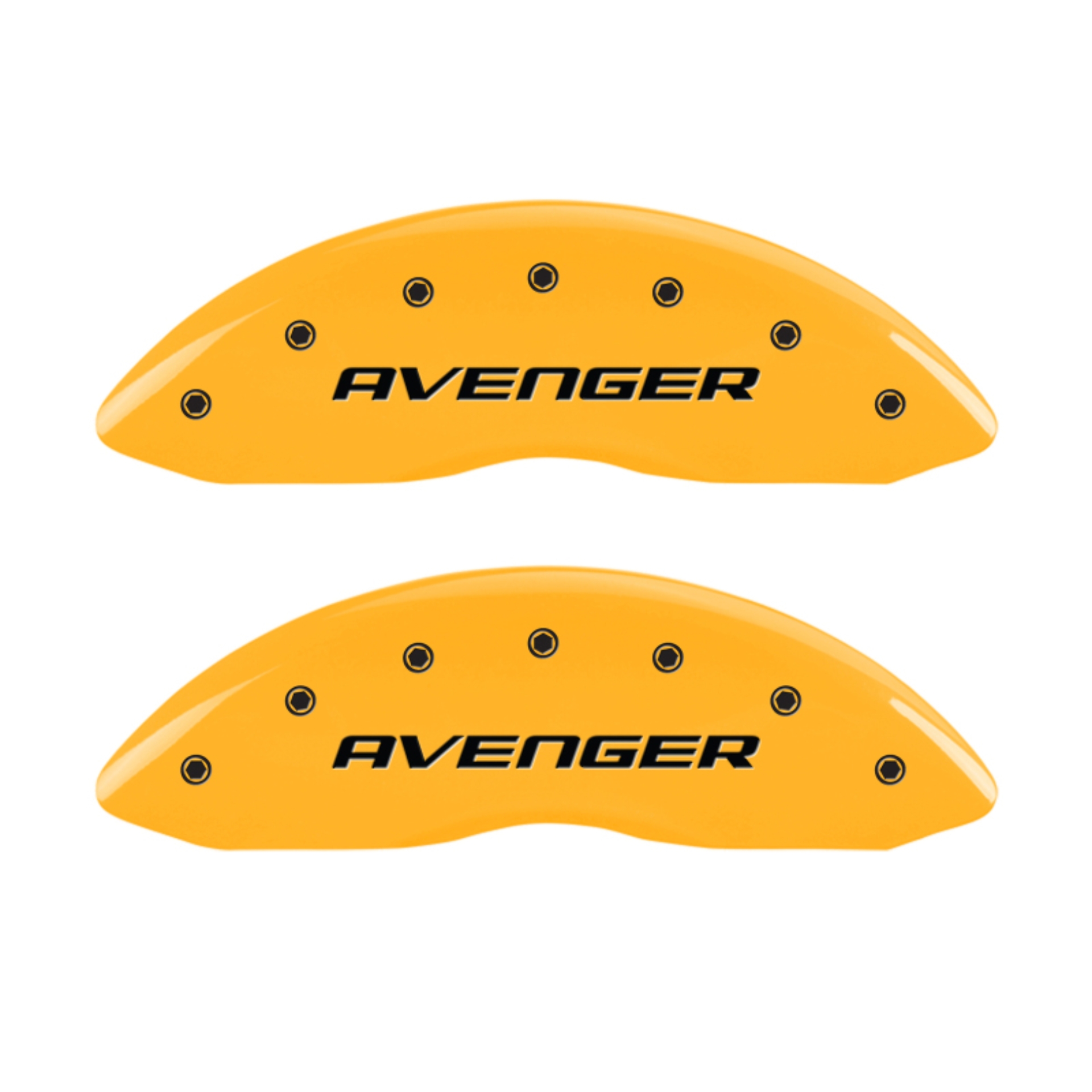 Picture of MGP 4 Caliper Covers Engraved Front & Rear With out stripes-Avenger Yellow finish black ch