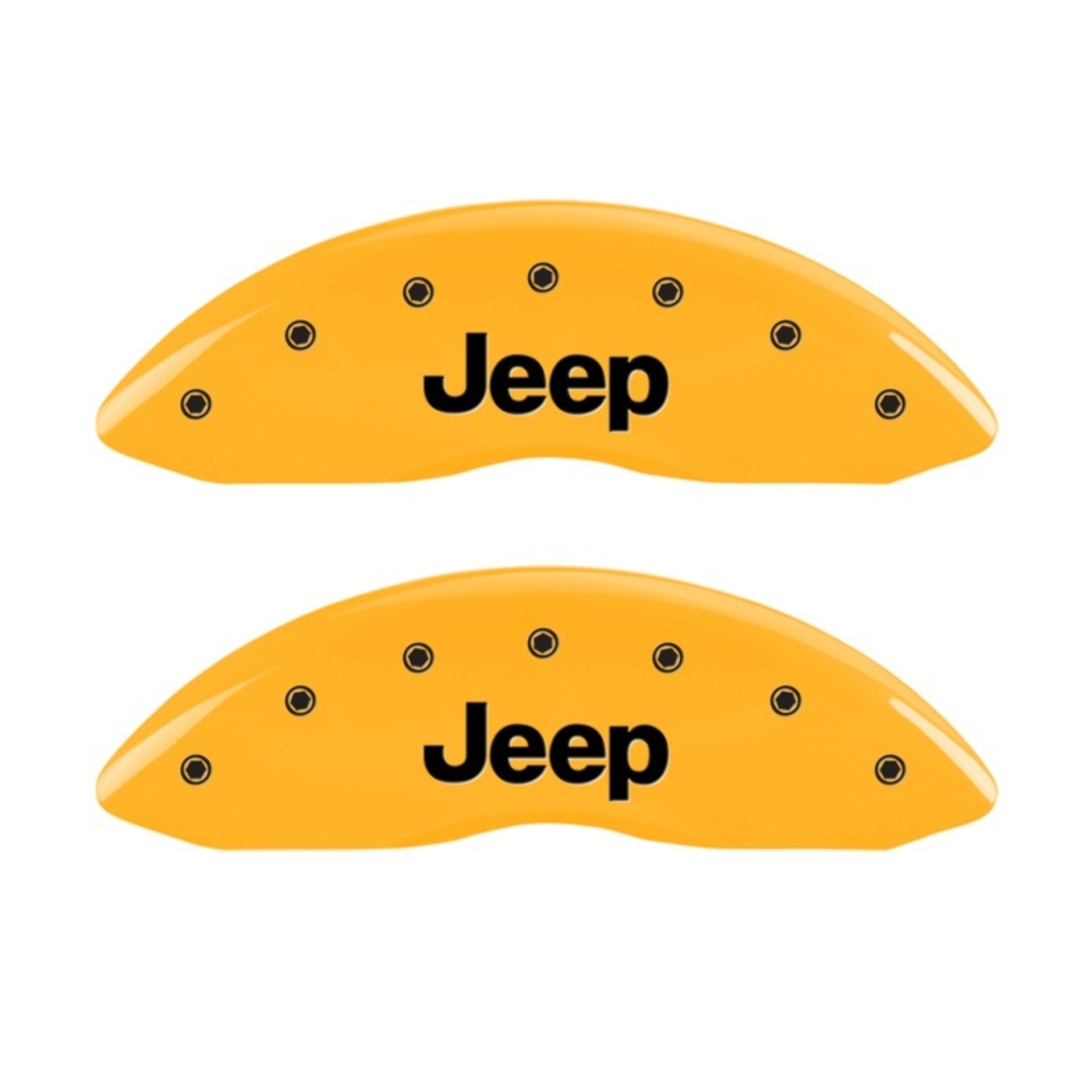 Picture of MGP Front set 2 Caliper Covers Engraved Front JEEP Yellow finish black ch
