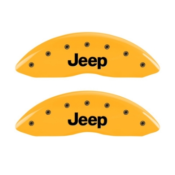 Picture of MGP Front set 2 Caliper Covers Engraved Front JEEP Yellow finish black ch