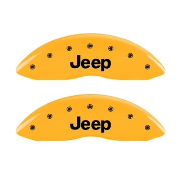 Picture of MGP Front set 2 Caliper Covers Engraved Front JEEP Yellow finish black ch