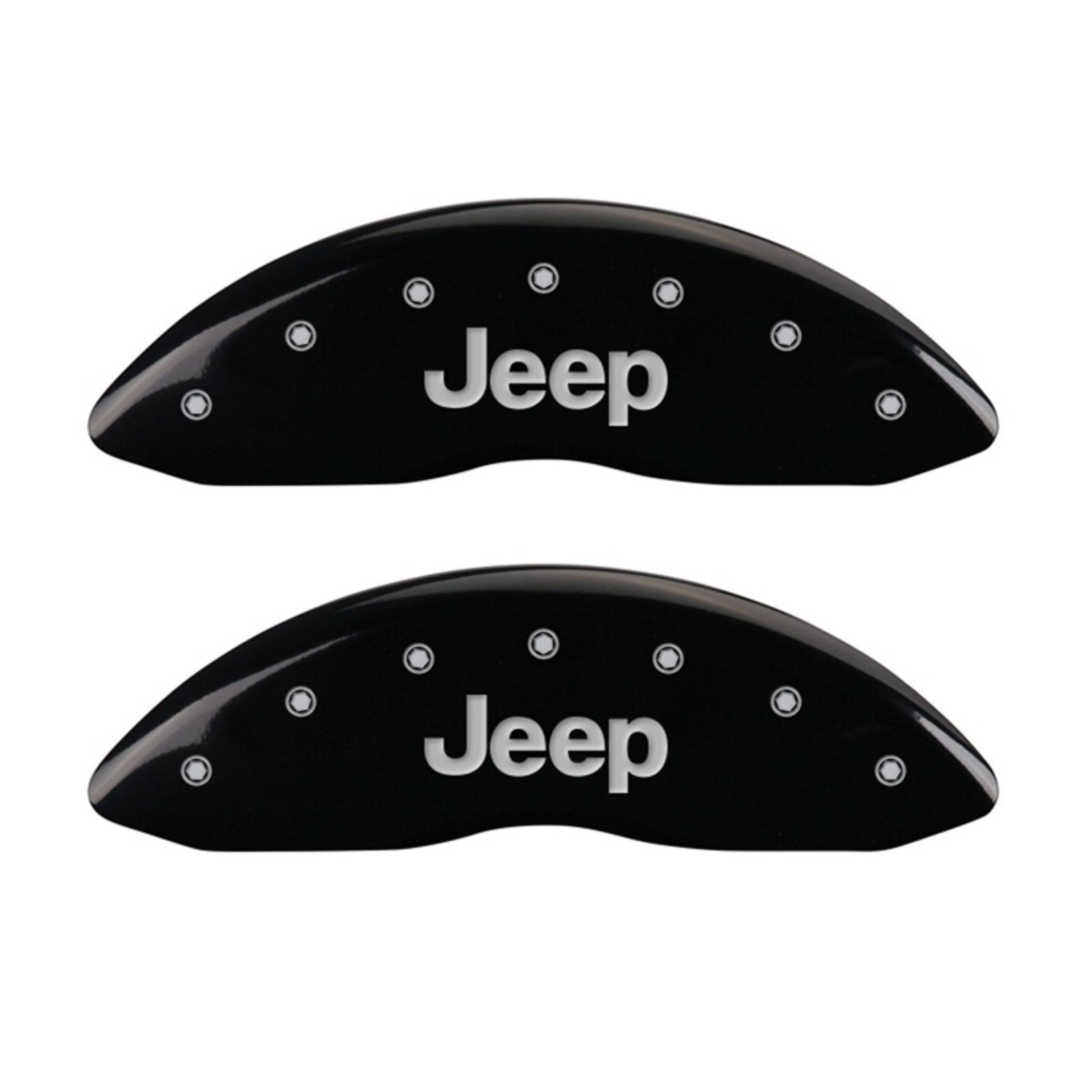 Picture of MGP Front set 2 Caliper Covers Engraved Front JEEP Black finish silver ch