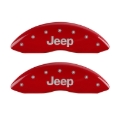 Picture of MGP Front set 2 Caliper Covers Engraved Front JEEP Red finish silver ch