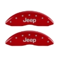 Picture of MGP Front set 2 Caliper Covers Engraved Front JEEP Red finish silver ch