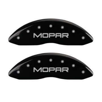 Picture of MGP Front set 2 Caliper Covers Engraved Front MOPAR Black finish silver ch