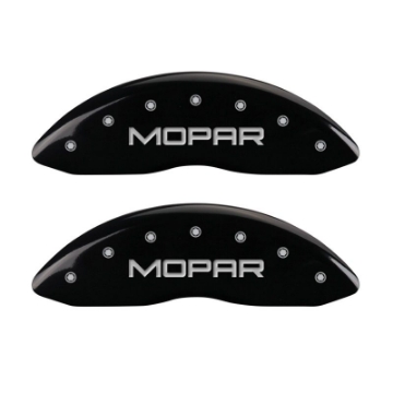 Picture of MGP Front set 2 Caliper Covers Engraved Front MOPAR Black finish silver ch