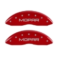 Picture of MGP Front set 2 Caliper Covers Engraved Front MOPAR Red finish silver ch