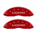 Picture of MGP Front set 2 Caliper Covers Engraved Front MOPAR Red finish silver ch