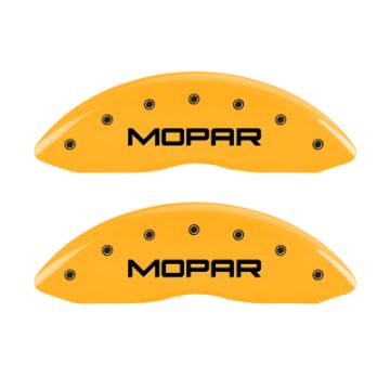 Picture of MGP Front set 2 Caliper Covers Engraved Front MOPAR Yellow finish black ch