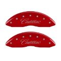 Picture of MGP 4 Caliper Covers Engraved Front Cursive-Cadillac Engraved Rear CTS Red finish silver ch