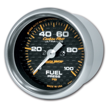 Picture of Autometer Carbon Fiber 52mm 100 PSI Electronic Fuel Pressure Gauge
