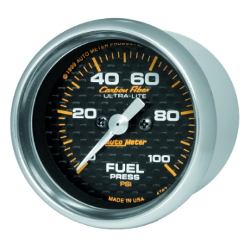 Picture of Autometer Carbon Fiber 52mm 100 PSI Electronic Fuel Pressure Gauge