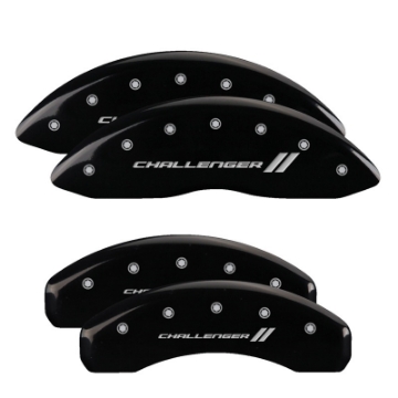 Picture of MGP 4 Caliper Covers Engraved Front & Rear With stripes-Challenger Black finish silver ch