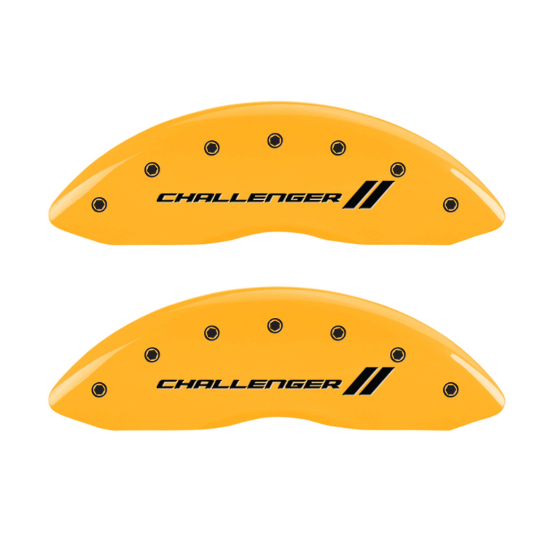 Picture of MGP 4 Caliper Covers Engraved Front & Rear With stripes-Challenger Yellow finish black ch