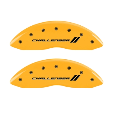 Picture of MGP 4 Caliper Covers Engraved Front & Rear With stripes-Challenger Yellow finish black ch