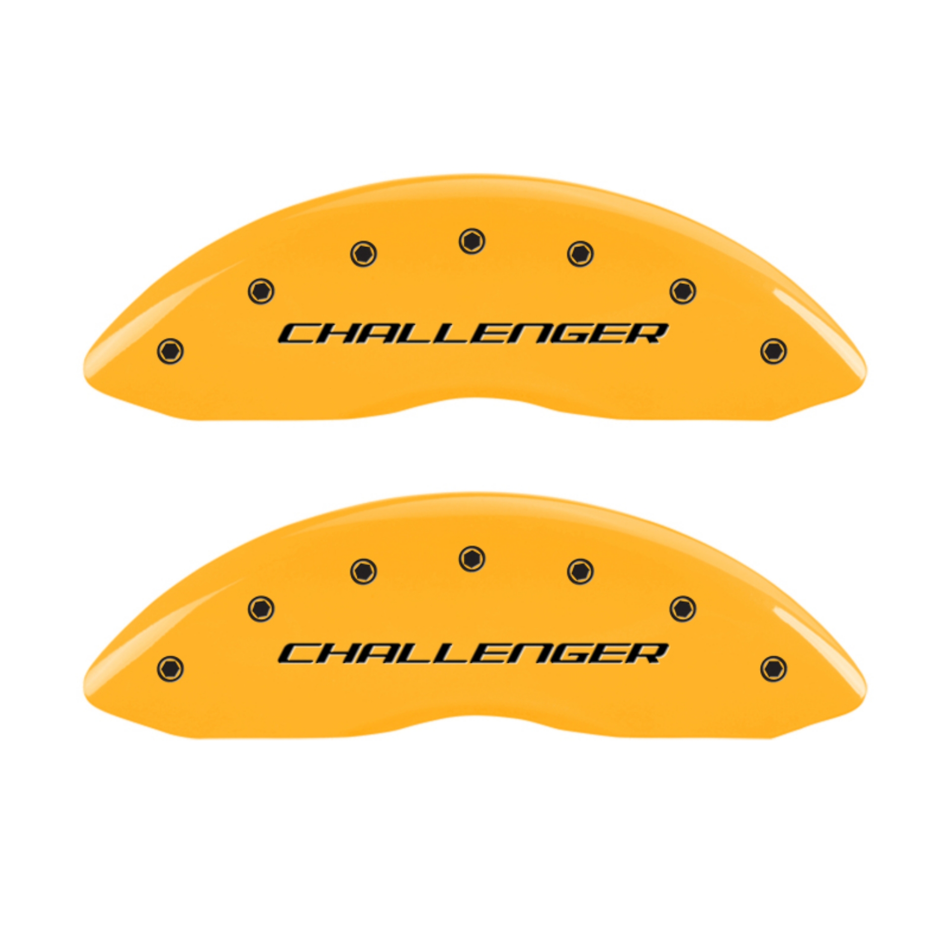 Picture of MGP 4 Caliper Covers Engraved Front & Rear Block-Challenger Yellow finish black ch