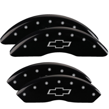 Picture of MGP 4 Caliper Covers Engraved Front & Rear Bowtie Black finish silver ch