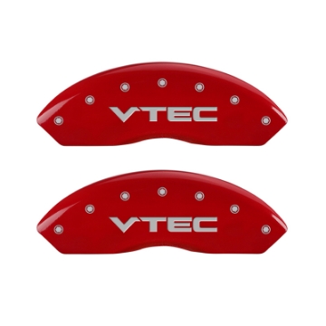 Picture of MGP 4 Caliper Covers Engraved Front & Rear Vtech Red finish silver ch