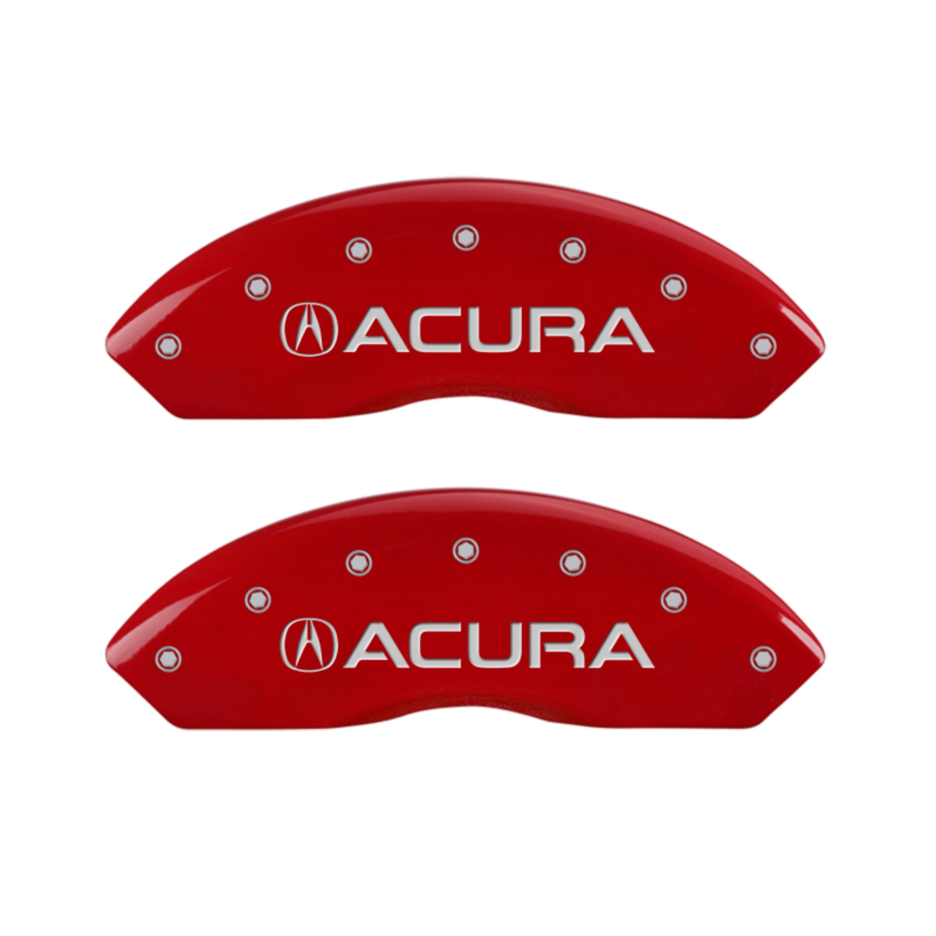 Picture of MGP 4 Caliper Covers Engraved Front Acura Engraved Rear TSX Red finish silver ch