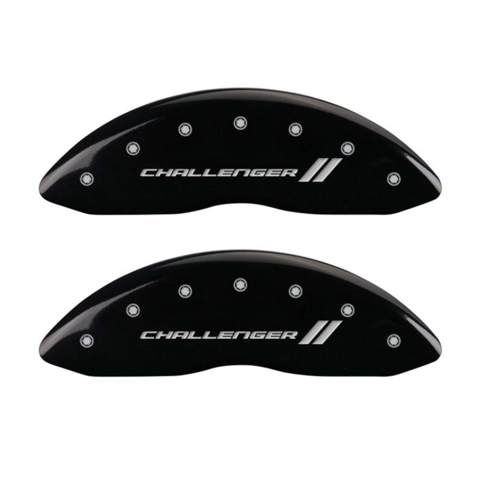 Picture of MGP 4 Caliper Covers Engraved Front & Rear With stripes-Challenger Black finish silver ch