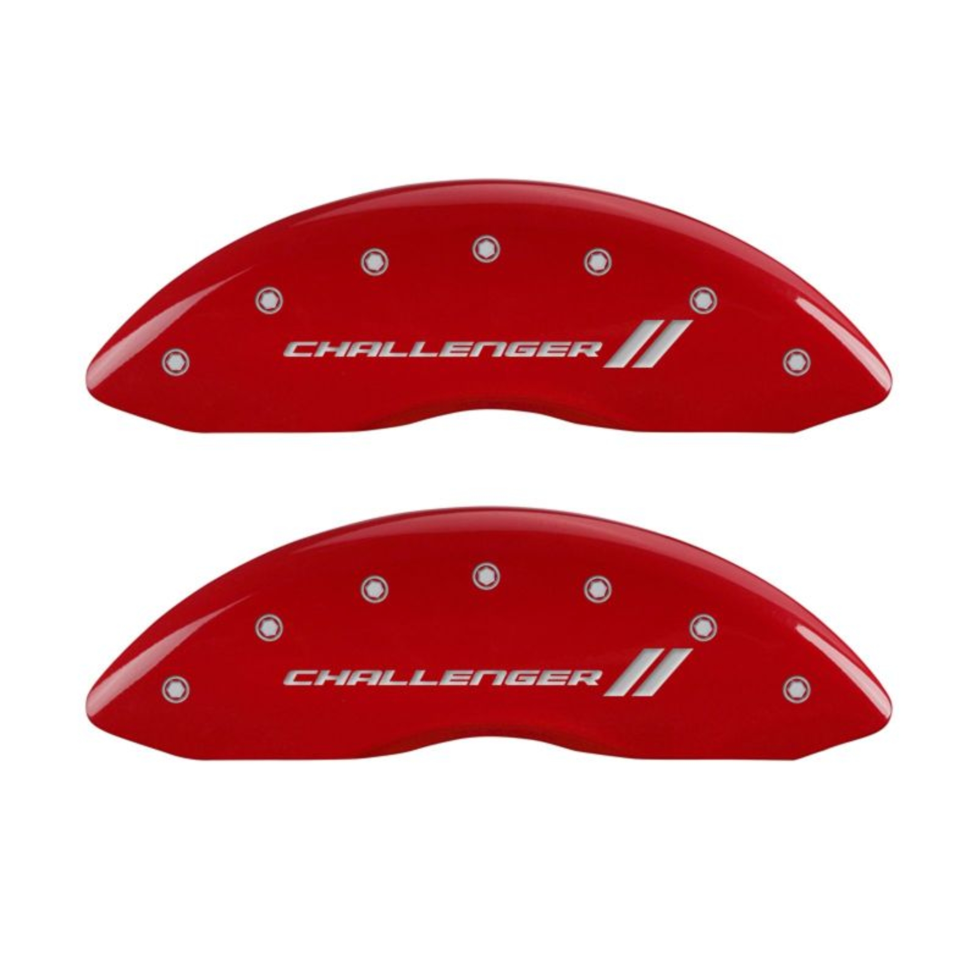 Picture of MGP 4 Caliper Covers Engraved Front & Rear With stripes-Challenger Red finish silver ch