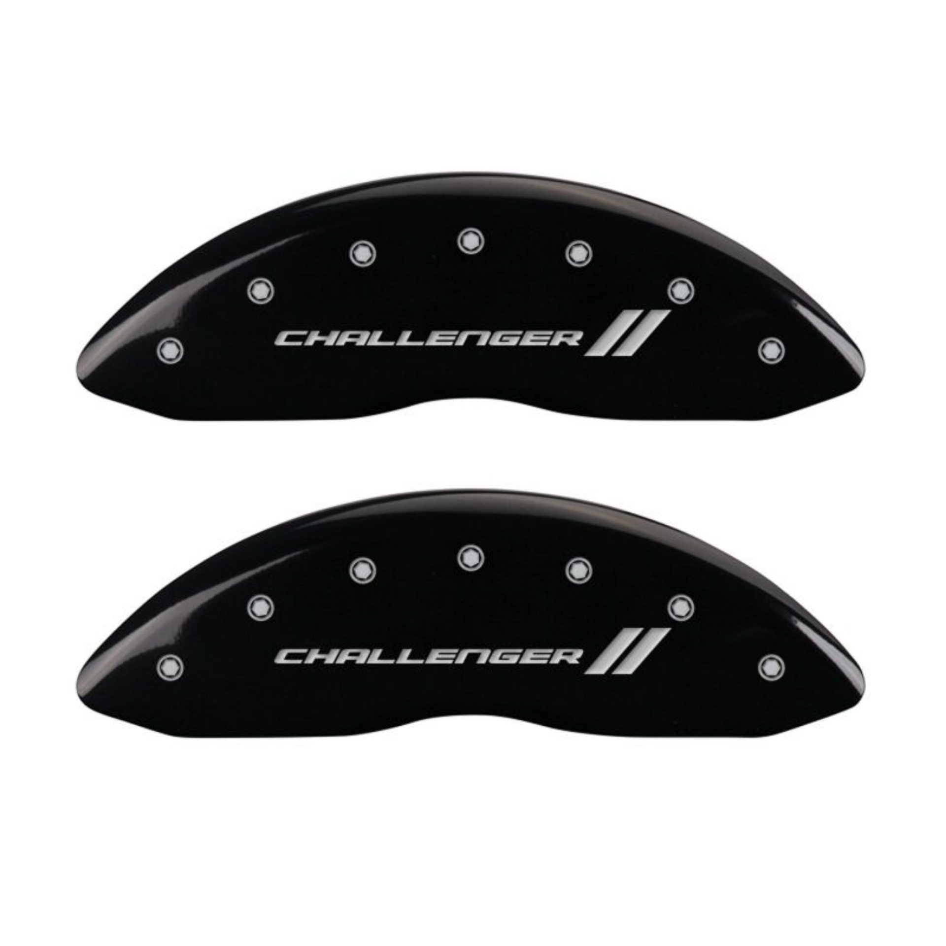 Picture of MGP 4 Caliper Covers Engraved Front & Rear With stripes-Challenger Black finish silver ch