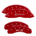 Picture of MGP 4 Caliper Covers Engraved Front Lincoln Engraved Rear MKS Red finish silver ch