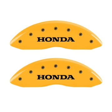 Picture of MGP 4 Caliper Covers Engraved Front Honda Engraved Rear H Logo Yellow finish black ch