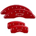 Picture of MGP 4 Caliper Covers Engraved Front & Rear Bowtie Red finish silver ch