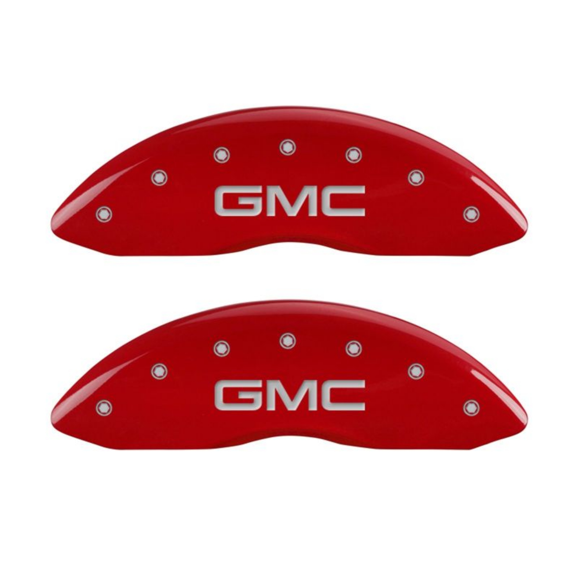 Picture of MGP 4 Caliper Covers Engraved Front & Rear GMC Red finish silver ch