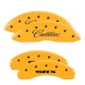Picture of MGP 4 Caliper Covers Engraved Front & Rear GMC Yellow finish black ch