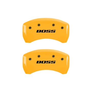 Picture of MGP 4 Caliper Covers Engraved Front & Rear MGP Yellow finish black ch