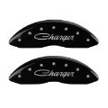 Picture of MGP 4 Caliper Covers Engraved Front & Rear Cursive-Charger Black finish silver ch