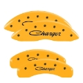 Picture of MGP 4 Caliper Covers Engraved Front & Rear Cursive-Charger Yellow finish black ch