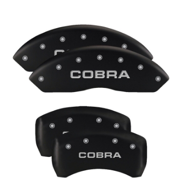 Picture of MGP 4 Caliper Covers Engraved Front Mustang Engraved Rear Bar & Pony Black finish silver ch