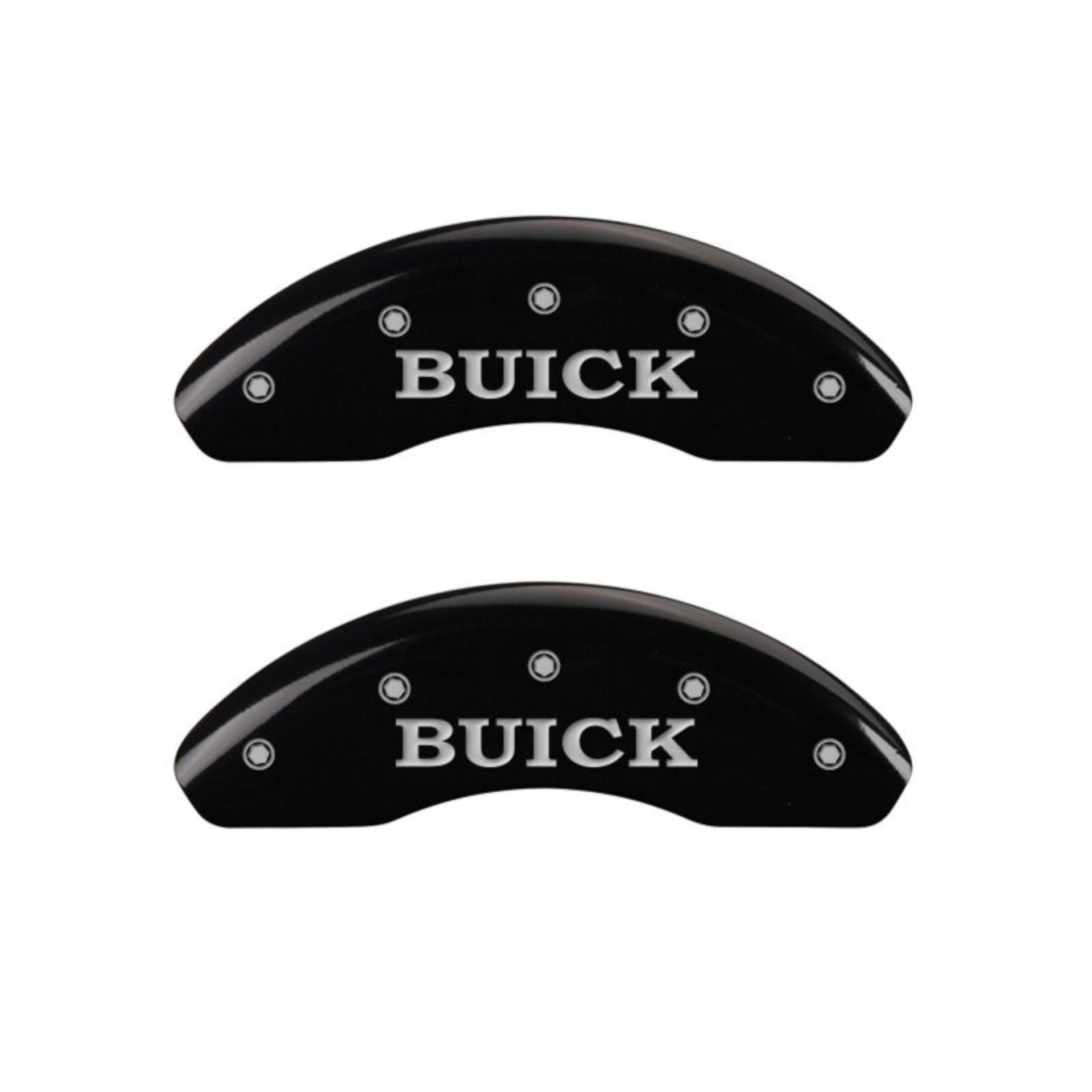 Picture of MGP 4 Caliper Covers Engraved Front Buick Engraved Rear Buick Shield Black finish silver ch