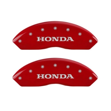 Picture of MGP 4 Caliper Covers Engraved Front & Rear Honda Red finish silver ch