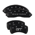 Picture of MGP 4 Caliper Covers Engraved Front Mustang Engraved Rear GT Black finish silver ch