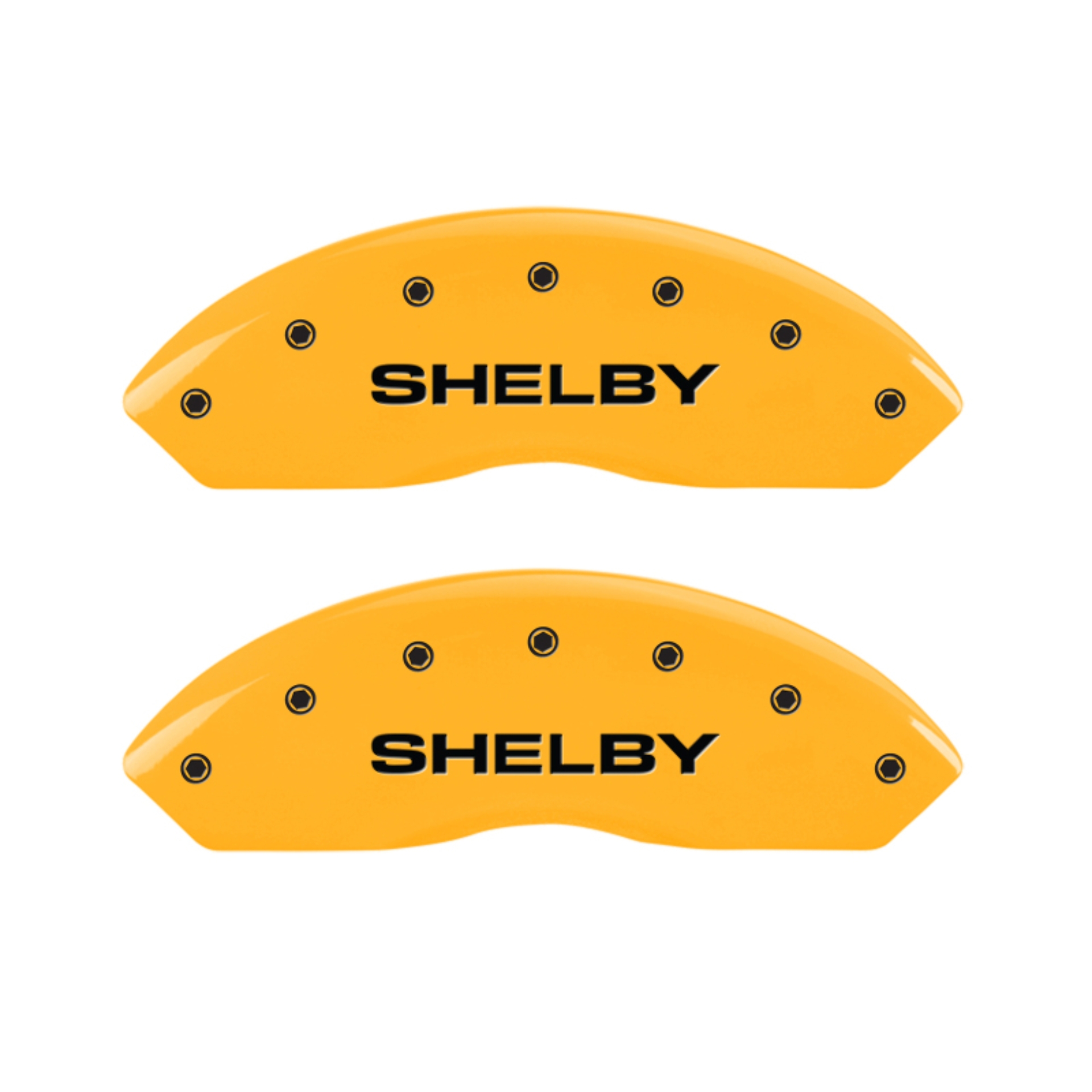 Picture of MGP 4 Caliper Covers Engraved Front Shelby Engraved Rear Tiffany Snake Yellow finish black ch