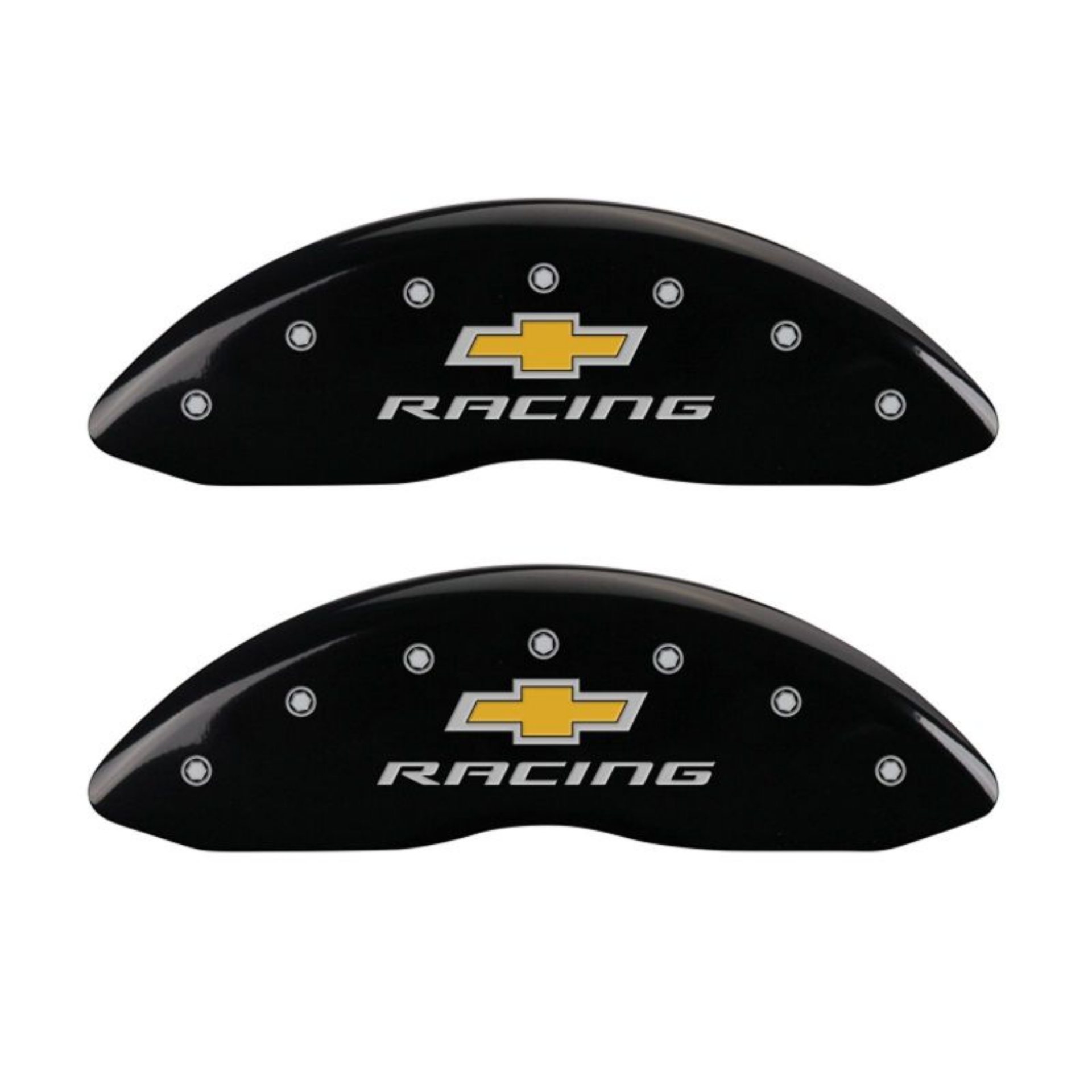 Picture of MGP 4 Caliper Covers Engraved Front & Rear Chevy racing Black finish silver ch