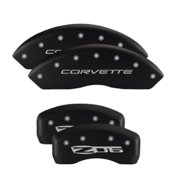 Picture of MGP 4 Caliper Covers Engraved Front & Rear Chevy racing Red finish silver ch