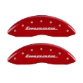 Picture of MGP 4 Caliper Covers Engraved Front & Rear Impala Red finish silver ch